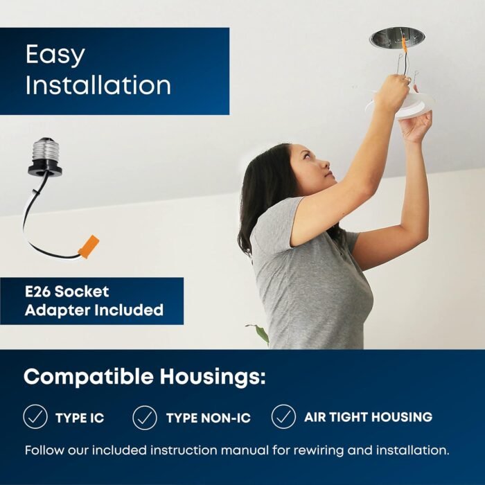 Feit Electric 5 Inch or 6 Inch LED Recessed Lighting Retrofit Downlights, 120 Watt Equivalent High Output, 2000 Lumen 5000K Daylight, Dimmable, 6 Pack LEDR56XHO/950CA/6 - Image 8
