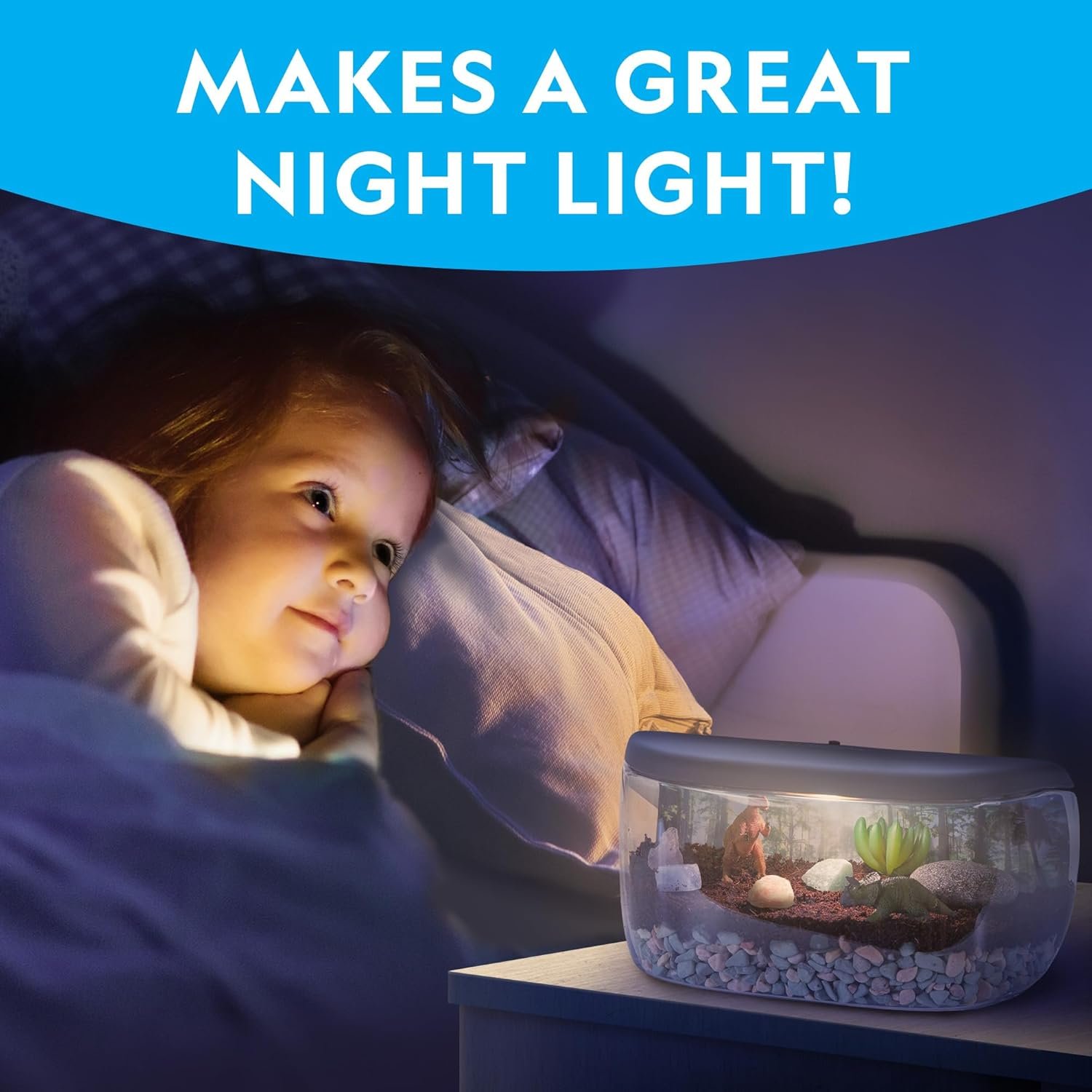 NATIONAL GEOGRAPHIC Light Up Terrarium Kit for Kids - Build a Dinosaur Habitat with Real Plants & Gemstones, Science Kit, Dinosaur Toys for Kids (Amazon Exclusive) - Image 4