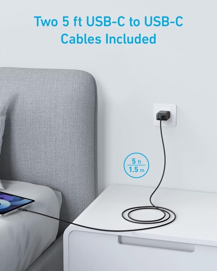 Anker iPhone 16 Charger, USB C Charger Block, 2-Pack 20W Fast Wall Charger for 16/16 Pro/Pro Max / iPad Pro and More, with 2 Pack 5 ft USB-C Cable - Image 3