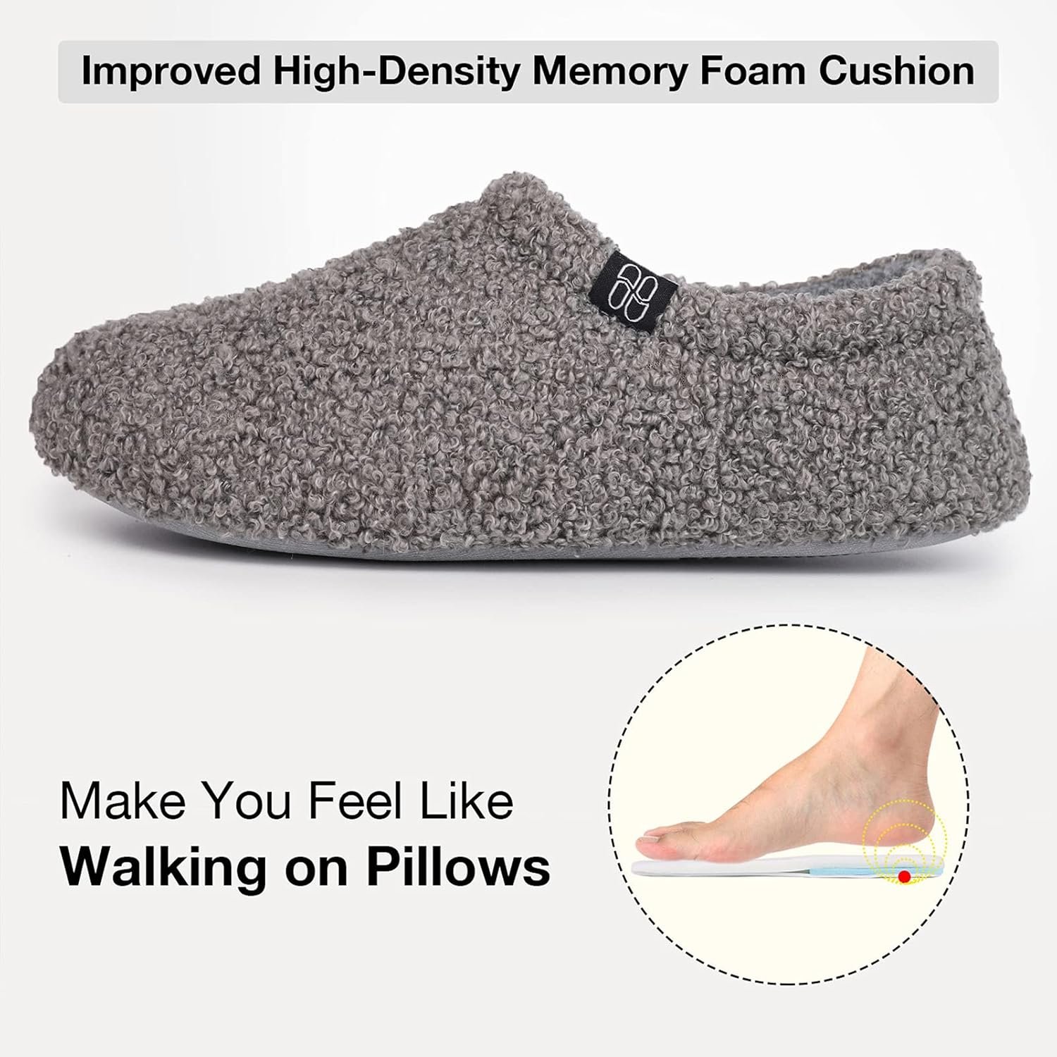 HomeTop Women's Fuzzy Curly Fur Memory Foam Loafer Slippers with Polar Fleece Lining - Image 4