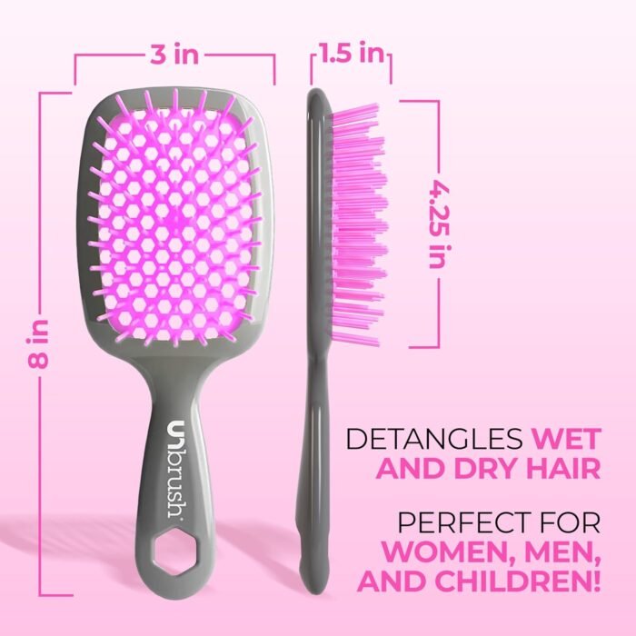 FHI Heat UNbrush Detangling Brush for Pain-Free Brushing on All Wet or Dry Hair Types — Durable DuoFlex Anti-Static Bristles, Lightweight Handle, Vented Hair Brush - Image 5