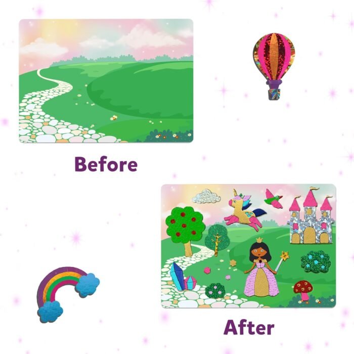 Skillmatics Art & Craft Activity - Foil Fun Unicorns & Princesses, No Mess Art for Kids, Craft Kits, DIY Creative Activity, Christmas Gifts for Girls & Boys Ages 4, 5, 6, 7, 8, 9, Travel Toys - Image 6