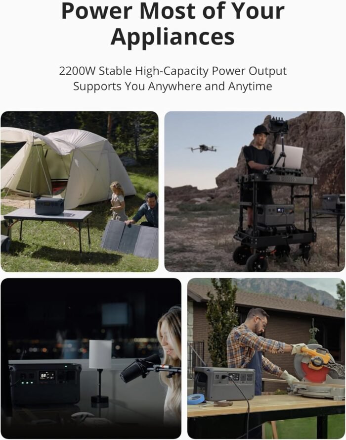 DJI Power 1000 Portable Power Station, In-stock Sale,1024Wh LiFePO4 Battery, 2200W (Peak 2600W) AC/140W USB-C Output, 23db Ultra-Silent, Solar Generator For Home Backup, Camping(Solar Panel Optional) - Image 3