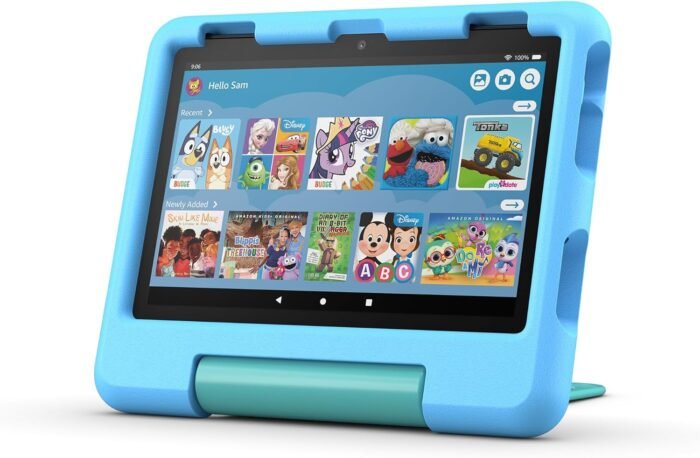 New Amazon Fire HD 8 Kids Tablet (32 GB, Blue, 6 months Kids+, 2024 release) + Backpack Bundle