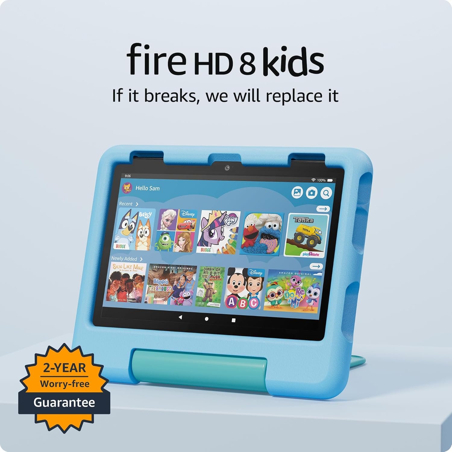 New Amazon Fire HD 8 Kids tablet, ages 3-7. With bright 8" HD screen. Includes ad-free and exclusive content, parental controls and 13-hr battery, 32GB, Blue, (2024 release)