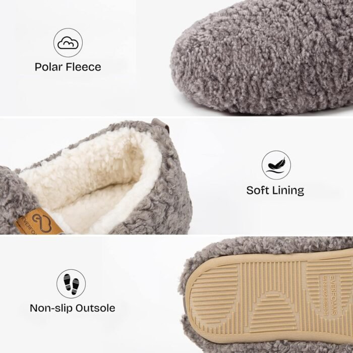 EverFoams Women’s Soft Curly Full Slippers Memory Foam Lightweight House Shoes Cozy Loafer with Polar Fleece Lining - Image 4