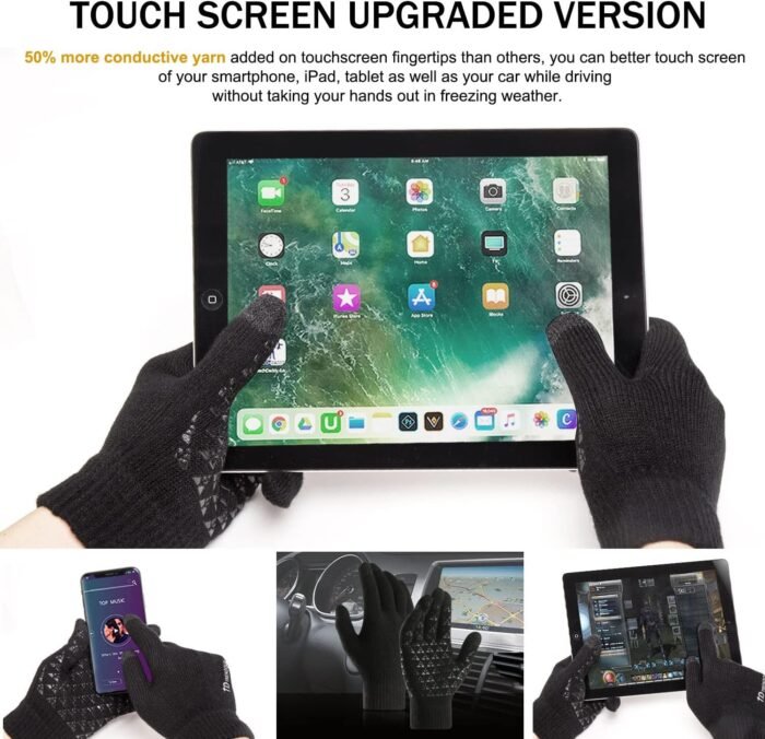 TRENDOUX Winter Gloves for Men Women - Upgraded Touch Screen Cold Weather Thermal Warm Knit Glove for Running Driving Hiking - Image 2