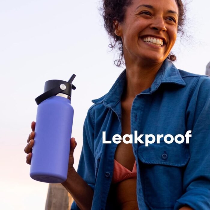 HYDRO FLASK Wide Mouth vacuum insulated stainless steel water bottle with leakproof closeable straw lid for cold water drinks, sports, travel, car and school - Image 6