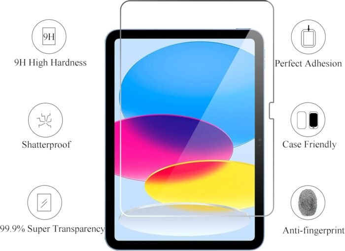 Ailun 2 Pack Screen Protector for iPad 10th Generation 10.9 Inch Display 2022 Tempered Glass [Face ID & Apple Pencil Compatible] Ultra Sensitive Case Friendly [2 Pack] - Image 2