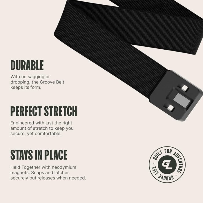 Groove Life Groove Belt Men's Stretch Nylon Belt with Magnetic Aluminum Buckle, Lifetime Coverage - Image 3