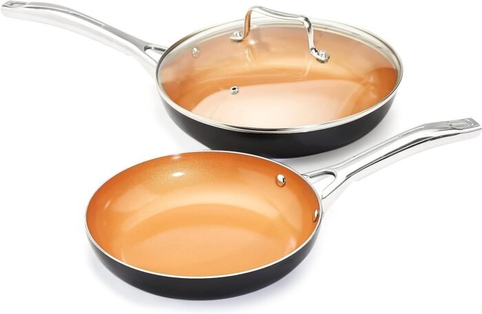Amazon Basics Ceramic Nonstick Pots and Pans Cookware Set, 10-Piece Set- Copper Color - Image 5