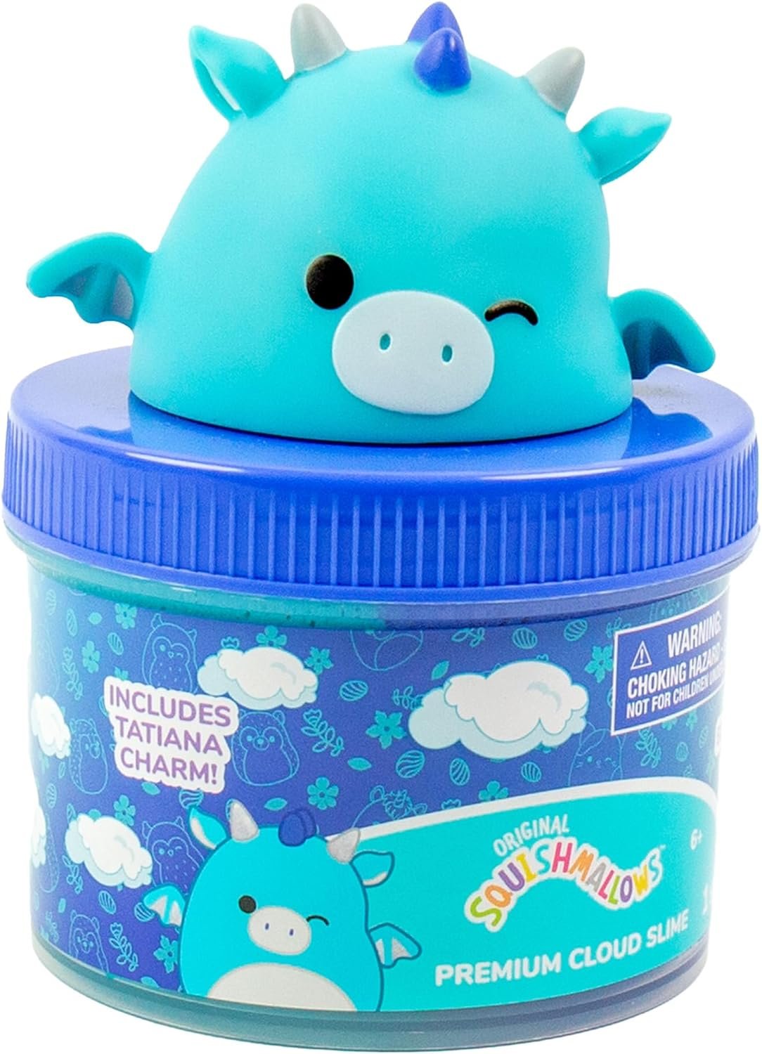 Original Squishmallows Tatiana The Dragon Premium Cloud Slime, 8 oz. Fluffy Slime, Blue Raspberry Scented, 3 Fun Slime Add Ins, Pre-Made Slime for Kids, Great 6 Year Old Toys, Super Soft Sludge Toy - Image 2