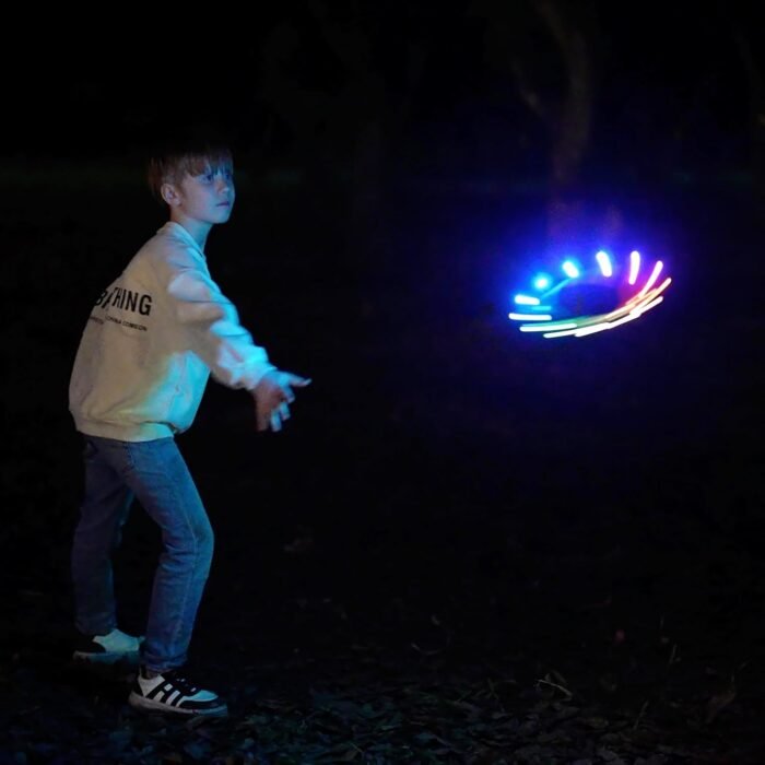 TOSY Flying Ring - 16 Million Color RGB or 12 LEDs, Super Bright, Lost Mode, Auto Light Up, Safe & Soft, Waterproof, Lightweight Frisbee, Birthday, Camping & Outdoor/Indoor Gift Toy for Boy/Girl/Kid - Image 4