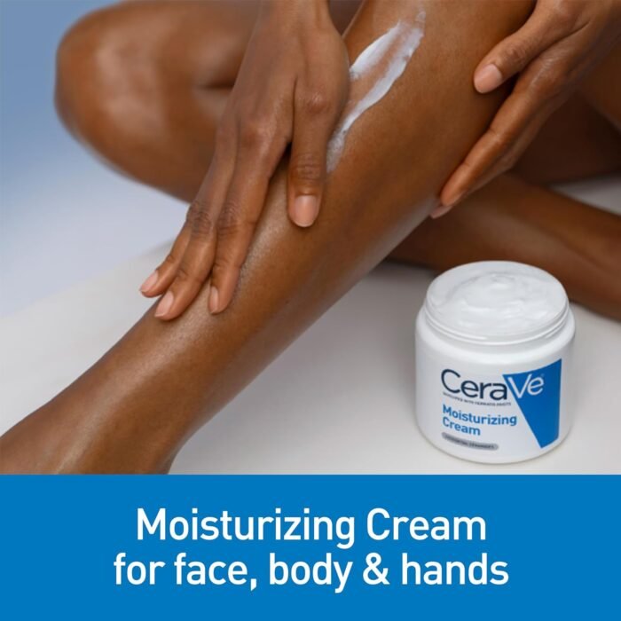 CeraVe Moisturizing Cream | Body and Face Moisturizer for Dry Skin | Body Cream with Hyaluronic Acid and Ceramides | Daily Moisturizer | Oil-Free | Fragrance Free | Non-Comedogenic | 19 Ounce - Image 3