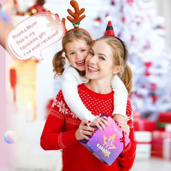YLL Mini Karaoke Machine for Kids Adults, Portable Bluetooth Speaker with 2 Wireless Microphones, Christmas Birthday Gifts Toys for Girls Ages 4, 5, 6,7, 8,9,10,11,12+ Years Old Toddler (Lightpink) - Image 2