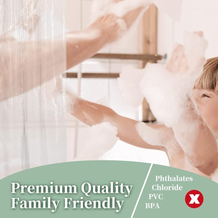 Barossa Design Plastic Shower Liner Clear - Premium PEVA Shower Curtain Liner with Rustproof Grommets and 3 Magnets, Waterproof Cute Lightweight Standard Size Shower Curtains for Bathroom - Clear - Image 3