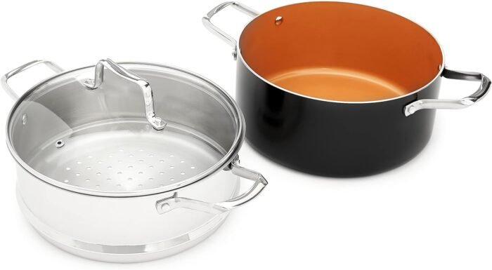 Amazon Basics Ceramic Nonstick Pots and Pans Cookware Set, 10-Piece Set- Copper Color - Image 6