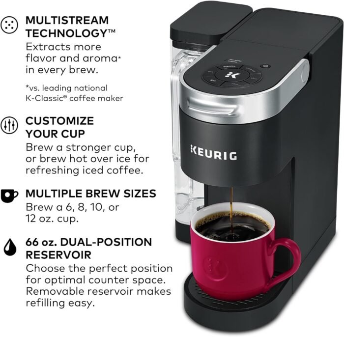Keurig K-Supreme Single Serve K-Cup Pod Coffee Maker, MultiStream Technology, 4 Brew Sizes, 66oz Dual-Position Removable Reservoir, Black - Image 2