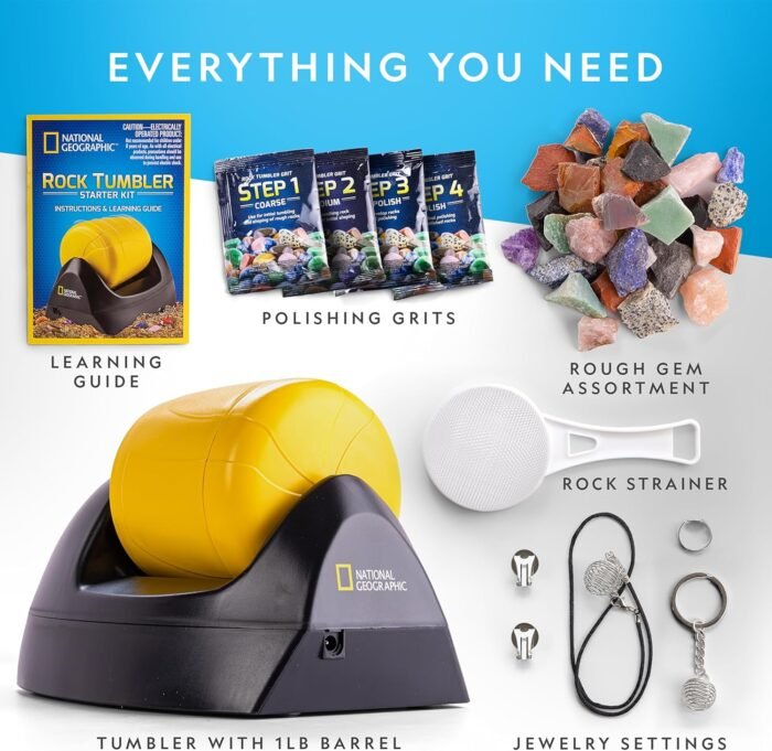 NATIONAL GEOGRAPHIC Starter Rock Tumbler Kit - Durable Leak-Proof Rock Polisher for Kids - Complete Rock Tumbling Kit - Geology Hobby Science Kit, Rocks & Crystals for Kids (Amazon Exclusive) - Image 5