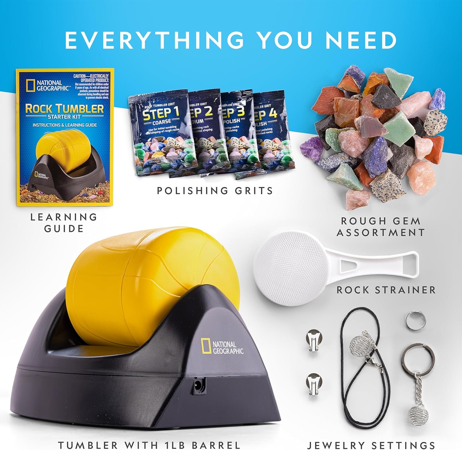 NATIONAL GEOGRAPHIC Starter Rock Tumbler Kit - Durable Leak-Proof Rock Polisher for Kids - Complete Rock Tumbling Kit - Geology Hobby Science Kit, Rocks & Crystals for Kids (Amazon Exclusive) - Image 5