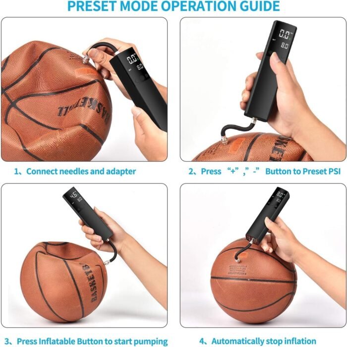 Pumteck Electric Ball Pump, Smart Air Pump Portable Fast Ball Inflation with Precise Pressure Gauge and Digital LCD Display for Football Basketball Volleyball Football - Image 6