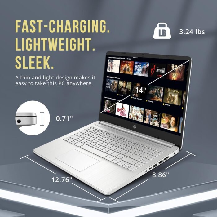 HP Stream 14" HD BrightView Laptop, Intel Celeron N4120, 16GB RAM, 288GB Storage (128GB eMMC + 160GB Docking Station Set), Intel UHD Graphics, 720p Webcam, Wi-Fi, 1 Year Office 365, Win 11 S, Silver - Image 8
