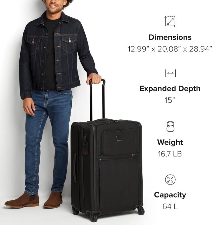 TUMI - Alpha Medium Trip Expandable 4-Wheeled Packing Case - Professional Travel Luggage - TSA Lock Tracer - TUMI Suitcase - Black - Image 7