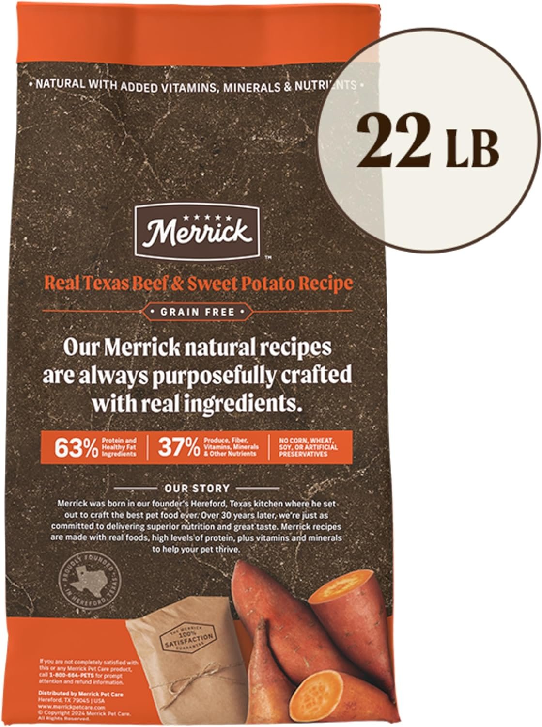 Merrick Premium Grain Free Dry Adult Dog Food, Wholesome And Natural Kibble, Real Texas Beef And Sweet Potato - 22.0 lb. Bag - Image 6