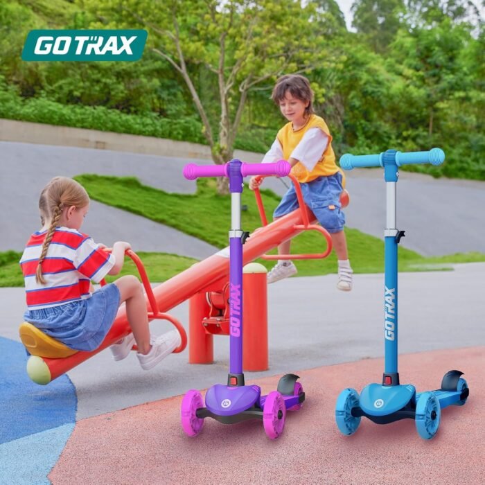 Gotrax KS1 Kids Kick Scooter, LED Lighted Wheels and 3 Adjustable Height Handlebars, Lean-to-Steer & Widen Anti-Slip Deck, 3 Wheel Scooter for Boys & Girls Ages 2-8 and up to 100 Lbs - Image 2