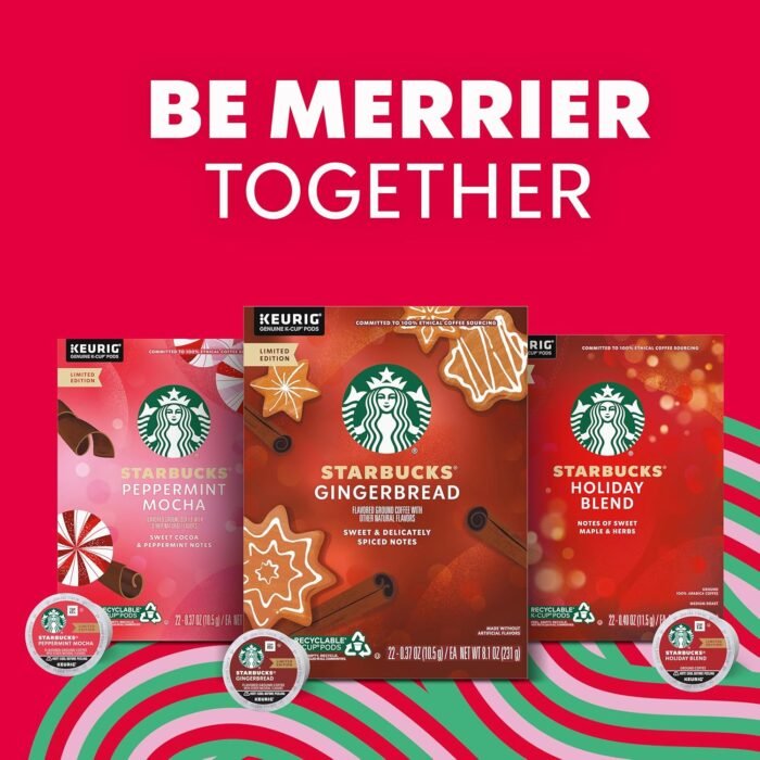 Starbucks K-Cup Coffee Pods, Medium Roast Coffee for Keurig Brewers, Holiday Blend, 100% Arabica, Limited Edition Holiday Coffee, 1 Box (32 Pods) - Image 5