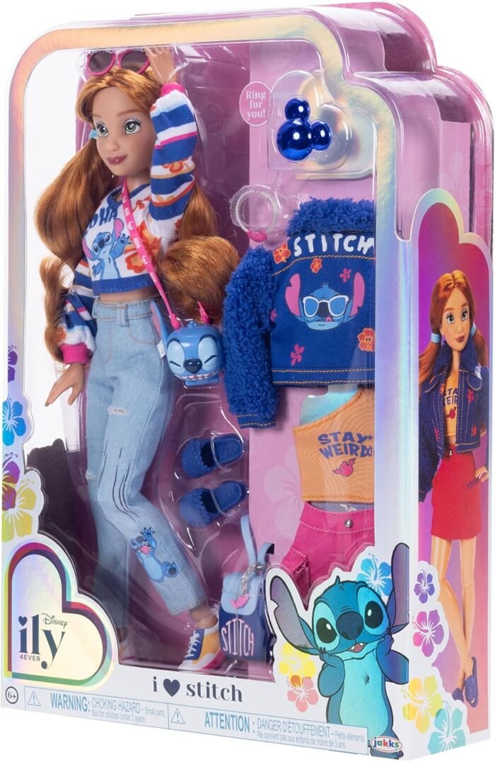 Disney ILY 4EVER Fashion Dolls Red Hair Stitch 11.5" Tall with 13 Points of Articulation, Two Complete Mix-and-Match Outfits and Mickey Ring for You! - Image 9