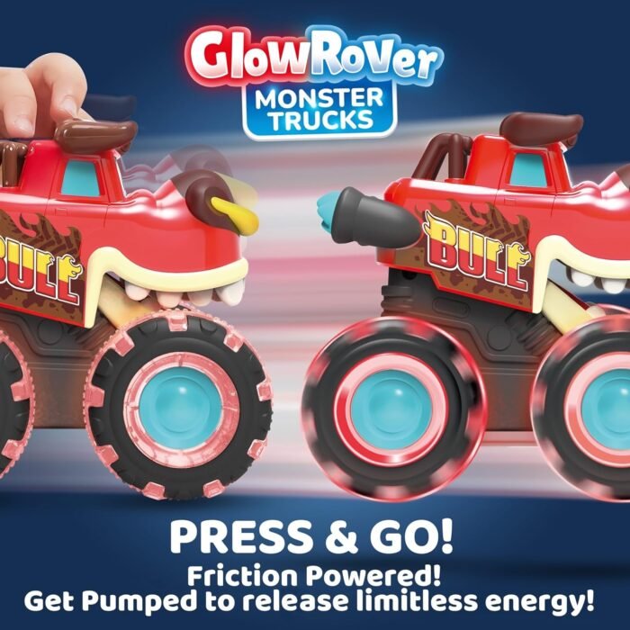 JOYIN 3 Pack Monster Truck Toy - Motion Activated Light-Up Cars for Toddlers - Monster Treads Lightning Wheels - Baby Toy Present - Press & Go Cars for Boys Girls - Image 3