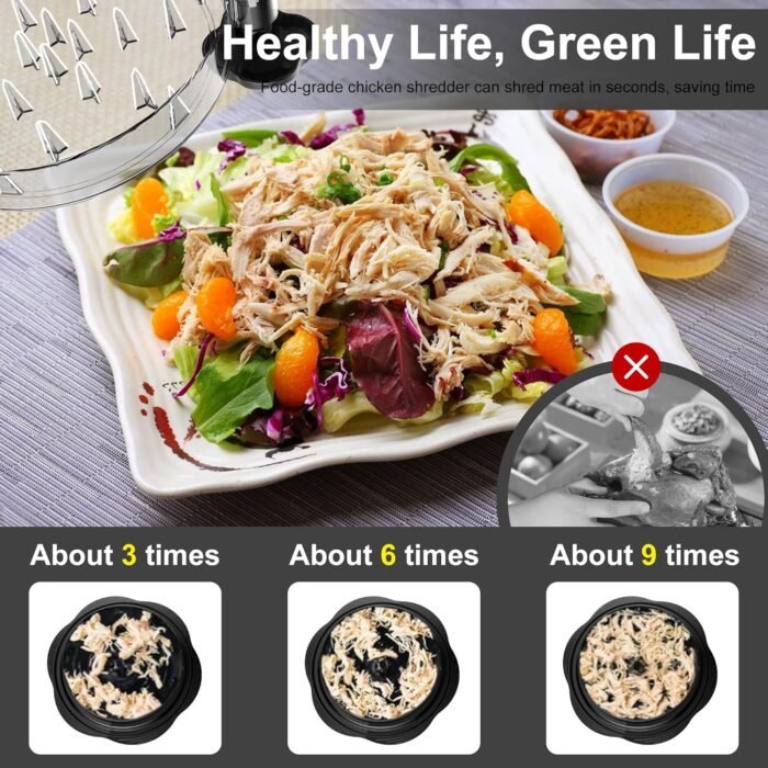 Chicken Shredder Large Chicken Breast Shredder Tool Twist with Brush&Fork, Visible Meat Shredder Machine, Strong Anti-Slip Strip, Ergonomic Handle, BPA Free, Suitable for Pork Beef Chicken - Image 2
