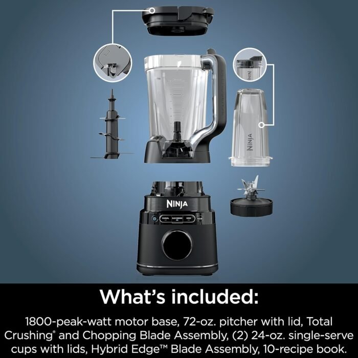 Ninja Detect Power Blender Pro + Personal Single-Serve, BlendSense Technology, For-Smoothies, Food and More, Compact Kitchen Countertop, 1800 P-Watts, 72 oz. Pitcher, (2) 24 oz. Cups, Black, TB301 - Image 13