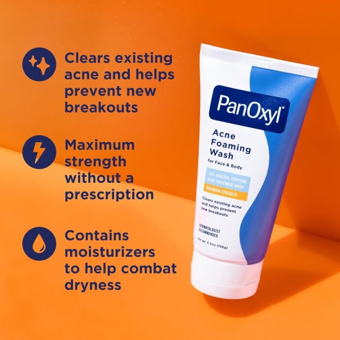 PanOxyl Acne Foaming Wash Benzoyl Peroxide 10% Maximum Strength Antimicrobial, 5.5 Oz - Image 3
