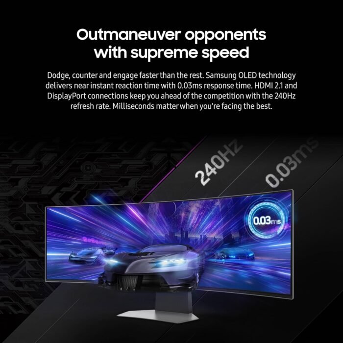 Samsung 49" Odyssey OLED G9 (G95SC) Series Curved Smart Gaming Monitor, 240Hz, 0.03ms, AMD Freestyle Premium Pro, G-Sync Compatible, Dual QHD, Neo Quantum Processor Pro, LS49CG954SNXZA, 2023 - Image 5