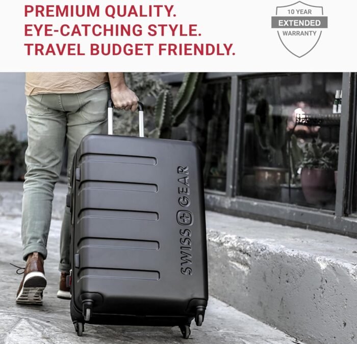 SwissGear 7366 Hardside Expandable Luggage with Spinner Wheels, Black, 3-Piece Set (19/23/27) - Image 4