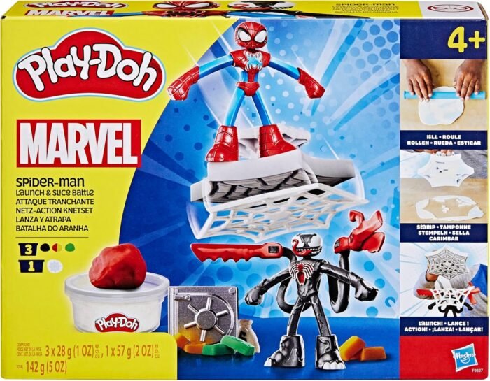 Play-Doh Marvel Spider-Man Launch & Slice Battle Playset with 2 Bendy Action Figures and 7 Accessories, Imagination Toys for Boys & Girls 4 Years & Up - Image 12