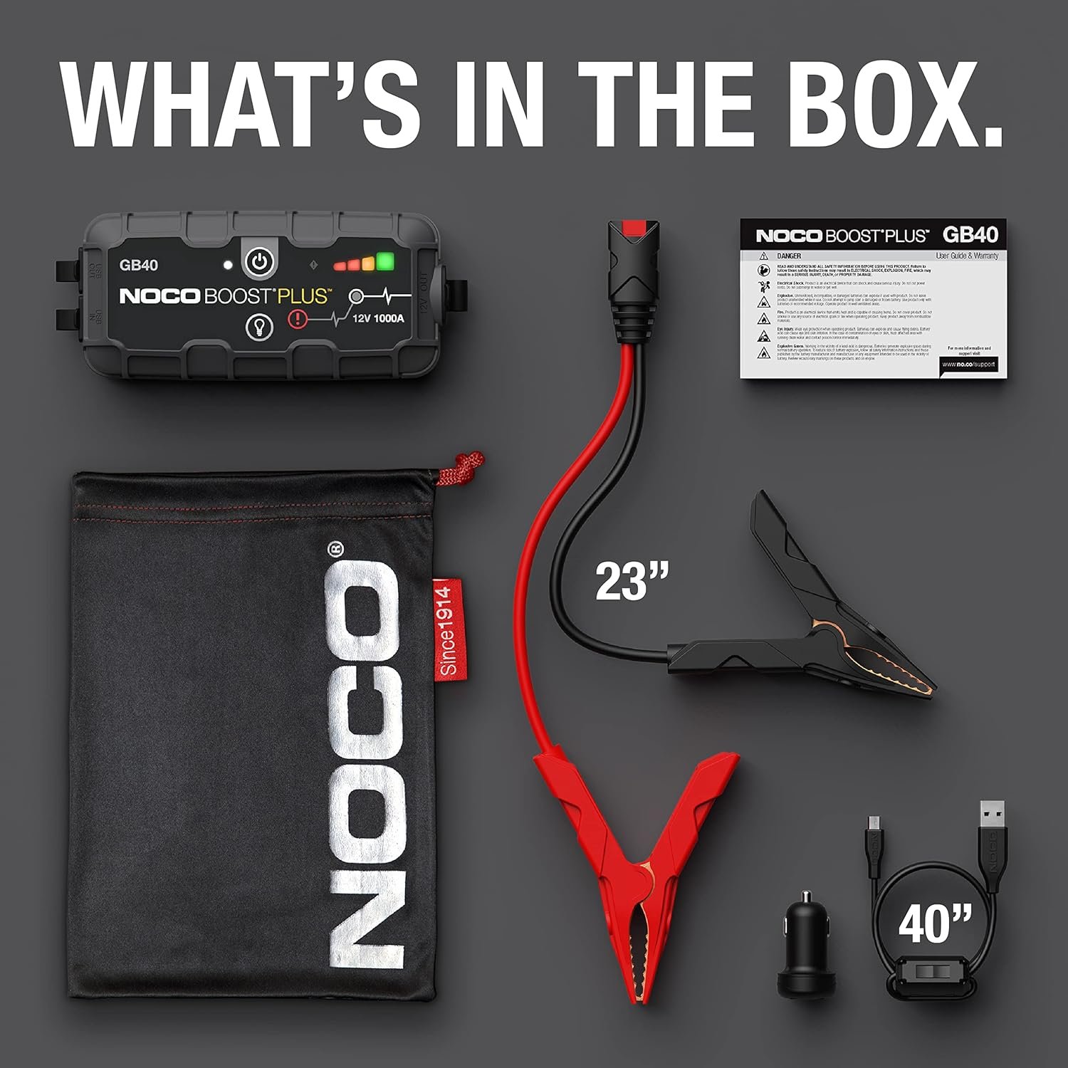 NOCO Boost Plus GB40 1000A UltraSafe Car Battery Jump Starter, 12V Battery Pack, Battery Booster, Jump Box, Portable Charger and Jumper Cables for 6.0L Gasoline and 3.0L Diesel Engines - Image 6