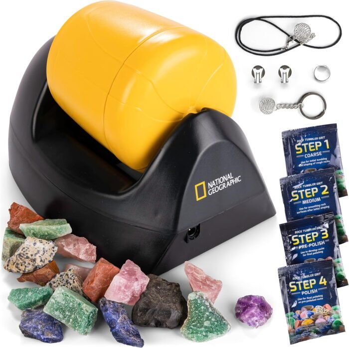 NATIONAL GEOGRAPHIC Starter Rock Tumbler Kit - Durable Leak-Proof Rock Polisher for Kids - Complete Rock Tumbling Kit - Geology Hobby Science Kit, Rocks & Crystals for Kids (Amazon Exclusive)