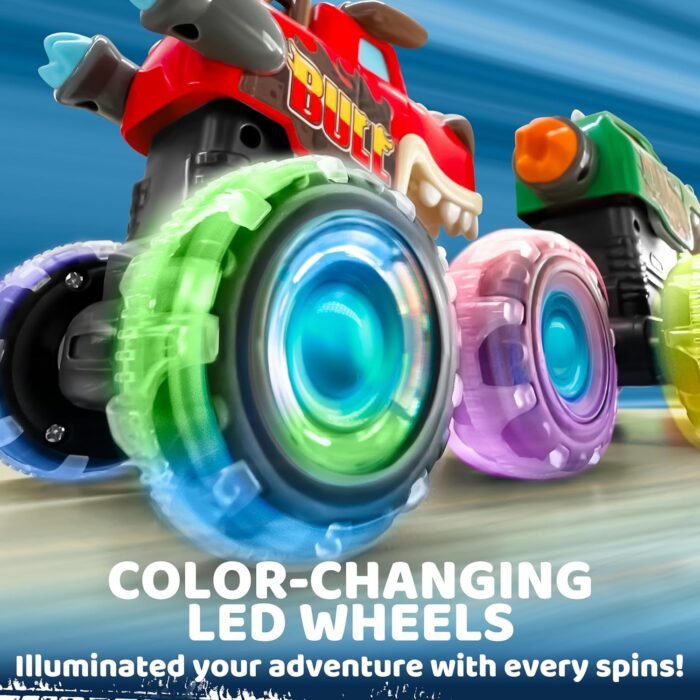 JOYIN 3 Pack Monster Truck Toy - Motion Activated Light-Up Cars for Toddlers - Monster Treads Lightning Wheels - Baby Toy Present - Press & Go Cars for Boys Girls - Image 2