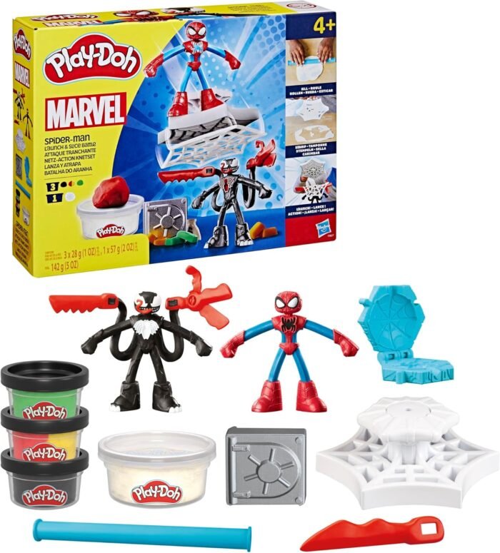 Play-Doh Marvel Spider-Man Launch & Slice Battle Playset with 2 Bendy Action Figures and 7 Accessories, Imagination Toys for Boys & Girls 4 Years & Up - Image 11