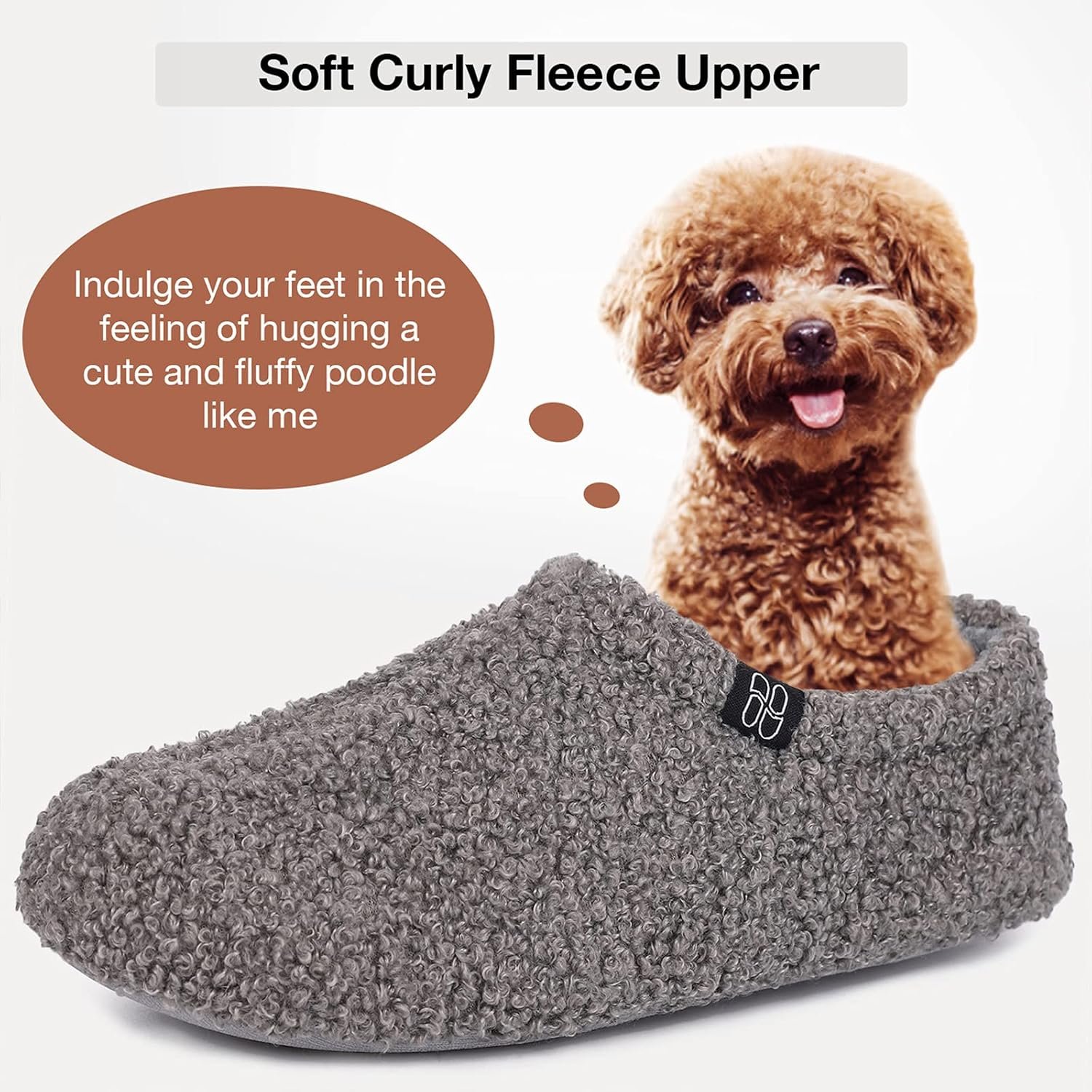 HomeTop Women's Fuzzy Curly Fur Memory Foam Loafer Slippers with Polar Fleece Lining - Image 3
