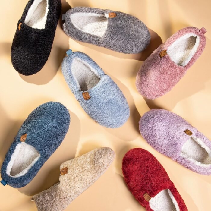 EverFoams Women’s Soft Curly Full Slippers Memory Foam Lightweight House Shoes Cozy Loafer with Polar Fleece Lining - Image 7