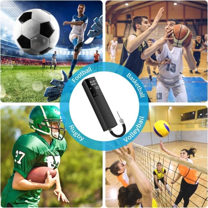 Pumteck Electric Ball Pump, Smart Air Pump Portable Fast Ball Inflation with Precise Pressure Gauge and Digital LCD Display for Football Basketball Volleyball Football - Image 3