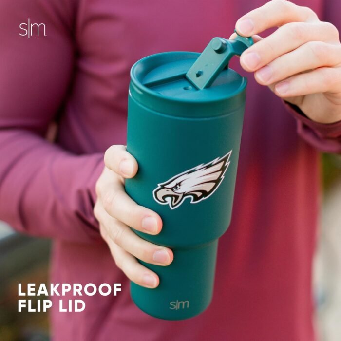 Simple Modern Officially Licensed NFL Dallas Cowboys 30 oz Tumbler with Flip Lid and Straws | Insulated Cup Stainless Steel | Gifts for Men Women | Trek Collection | Dallas Cowboys - Image 4