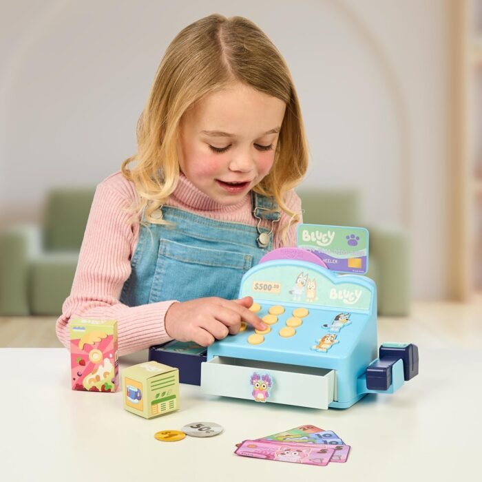 Bluey Cash Register. Press The Buttons to Hear Beeps, Sounds and Phrases from Bluey and Bingo |Use The Scanner to Scan Packages and Pretend to Run a Shop | Includes Toy Credit Card and Dollar Bucks! - Image 2