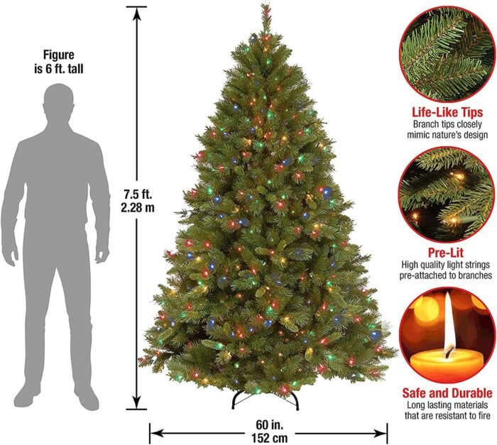 National Tree Company Pre-lit Artificial Christmas Tree - Includes Pre-strung Multi-Color Lights and Stand - Winchester Pine - 7.5 ft - Image 5