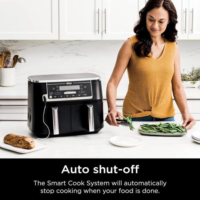 Ninja Air Fryer, Thermometer, Roast, Bake, Air Fry, Crisps, Broil, Reheats, Keep Warm, 10-in-1, Fries, Frozen Food, Veggies, and Meat, Quick Meals, Healthy Meals, Less Oil, 10 QT, Grey, DZ550​ - Image 9