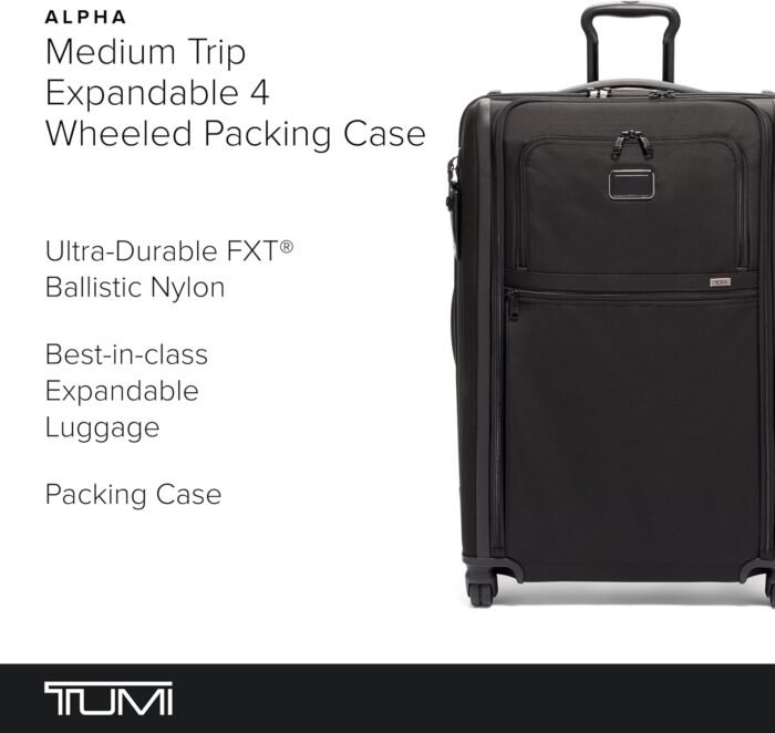 TUMI - Alpha Medium Trip Expandable 4-Wheeled Packing Case - Professional Travel Luggage - TSA Lock Tracer - TUMI Suitcase - Black - Image 2